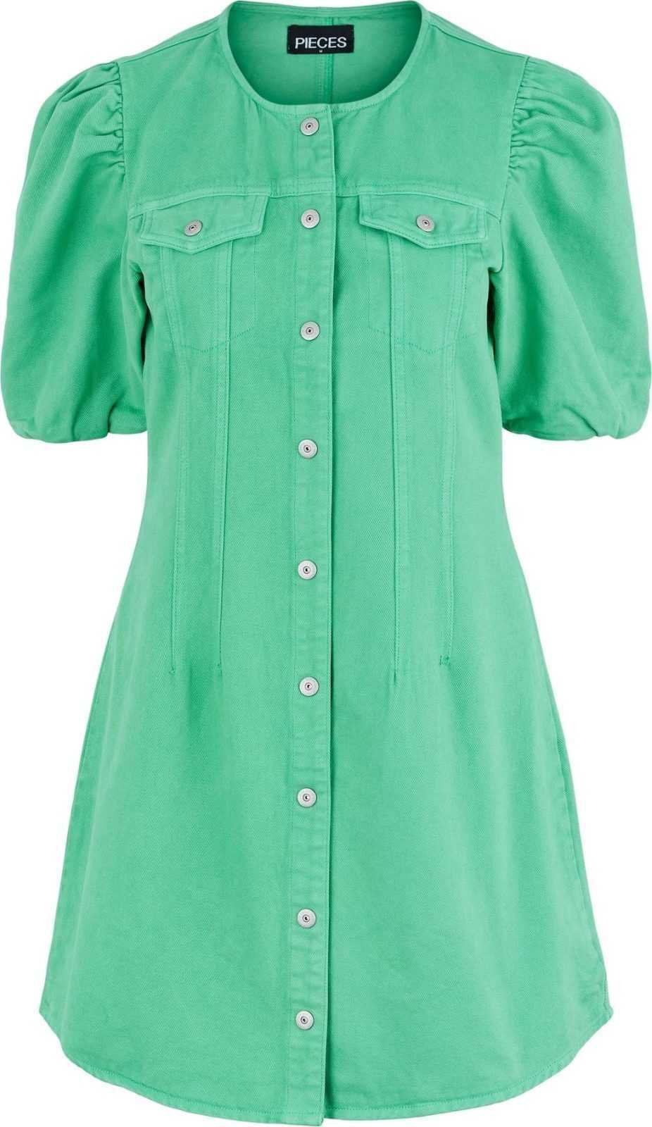 PIECES Košilové šaty 'Vista' trávově zelená