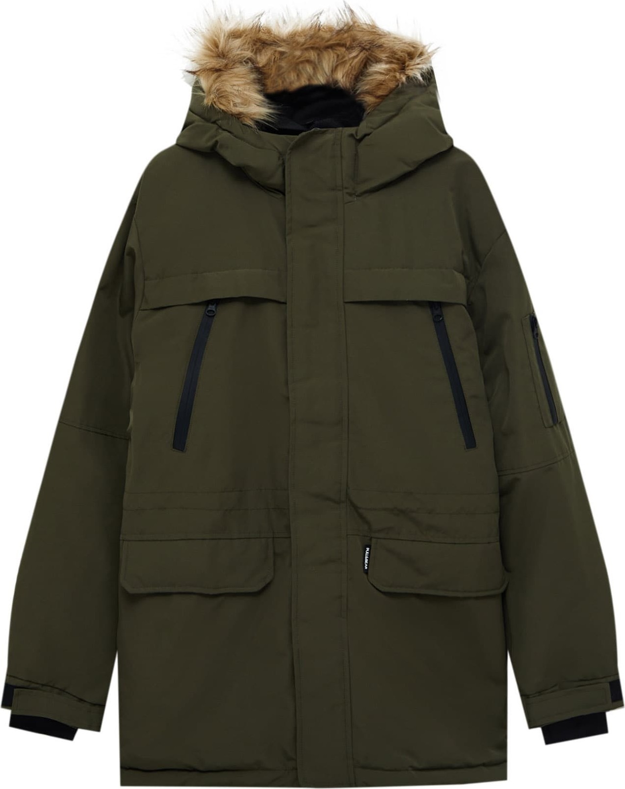 Pull&Bear Zimní kabát světle hnědá / khaki