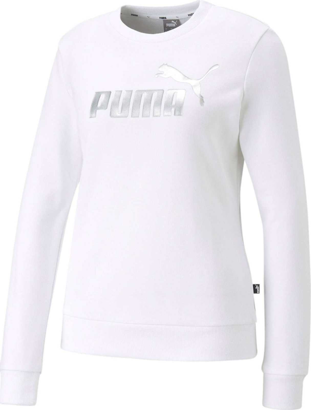 PUMA Sportovní mikina stříbrná / bílá