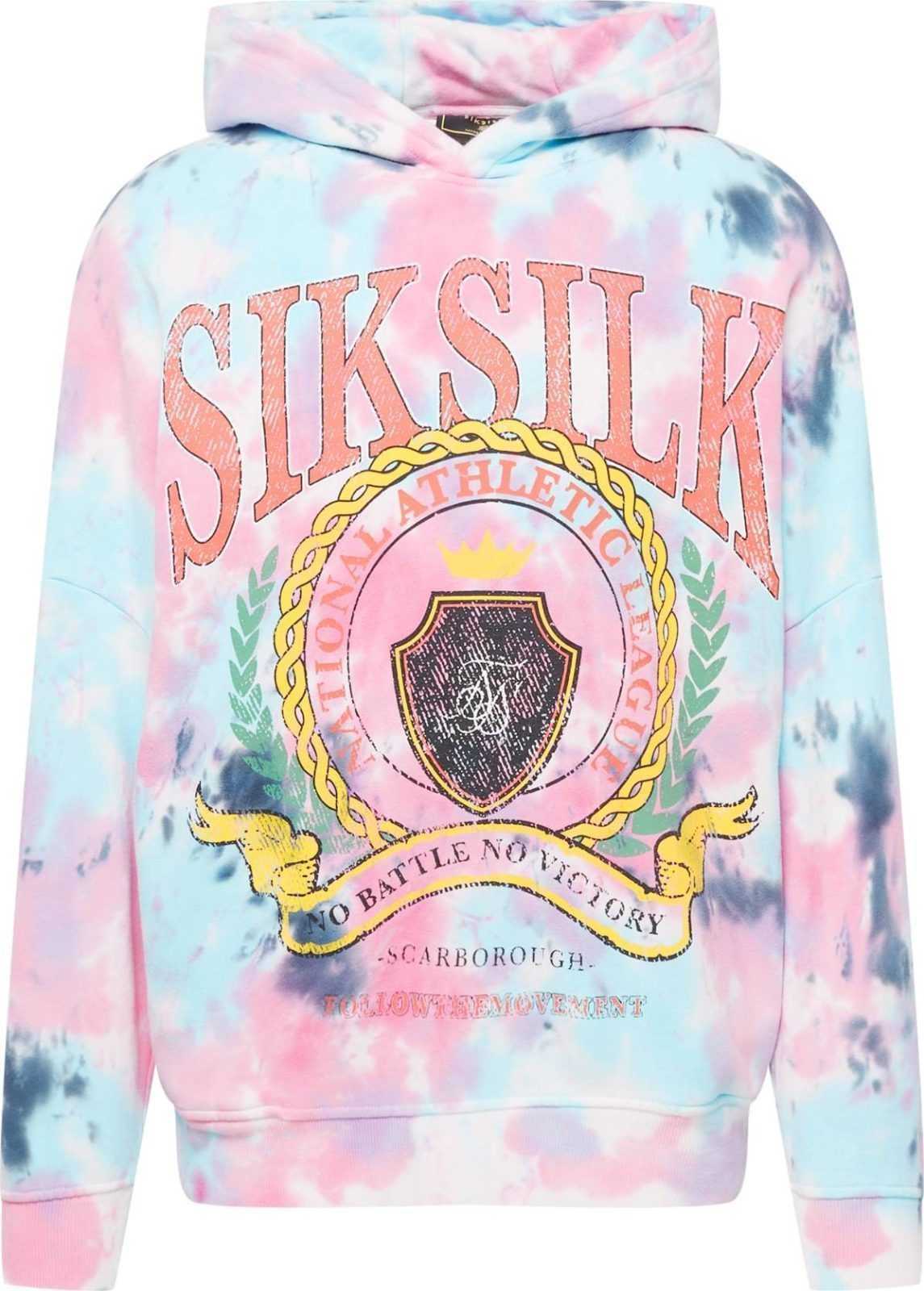 SikSilk Mikina marine modrá / světlemodrá / žlutá / světle růžová