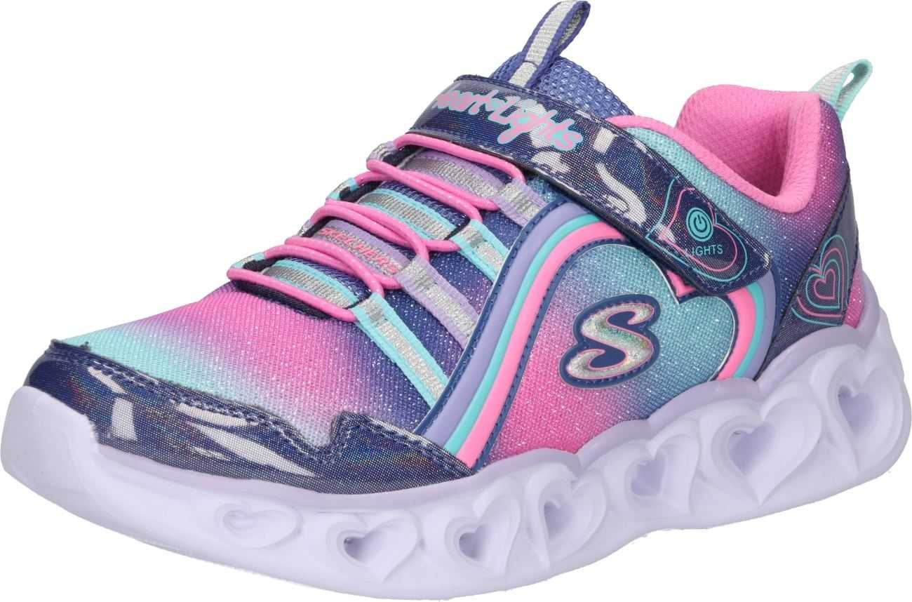 SKECHERS Tenisky azurová / aqua modrá / chladná modrá / šedá / růžová