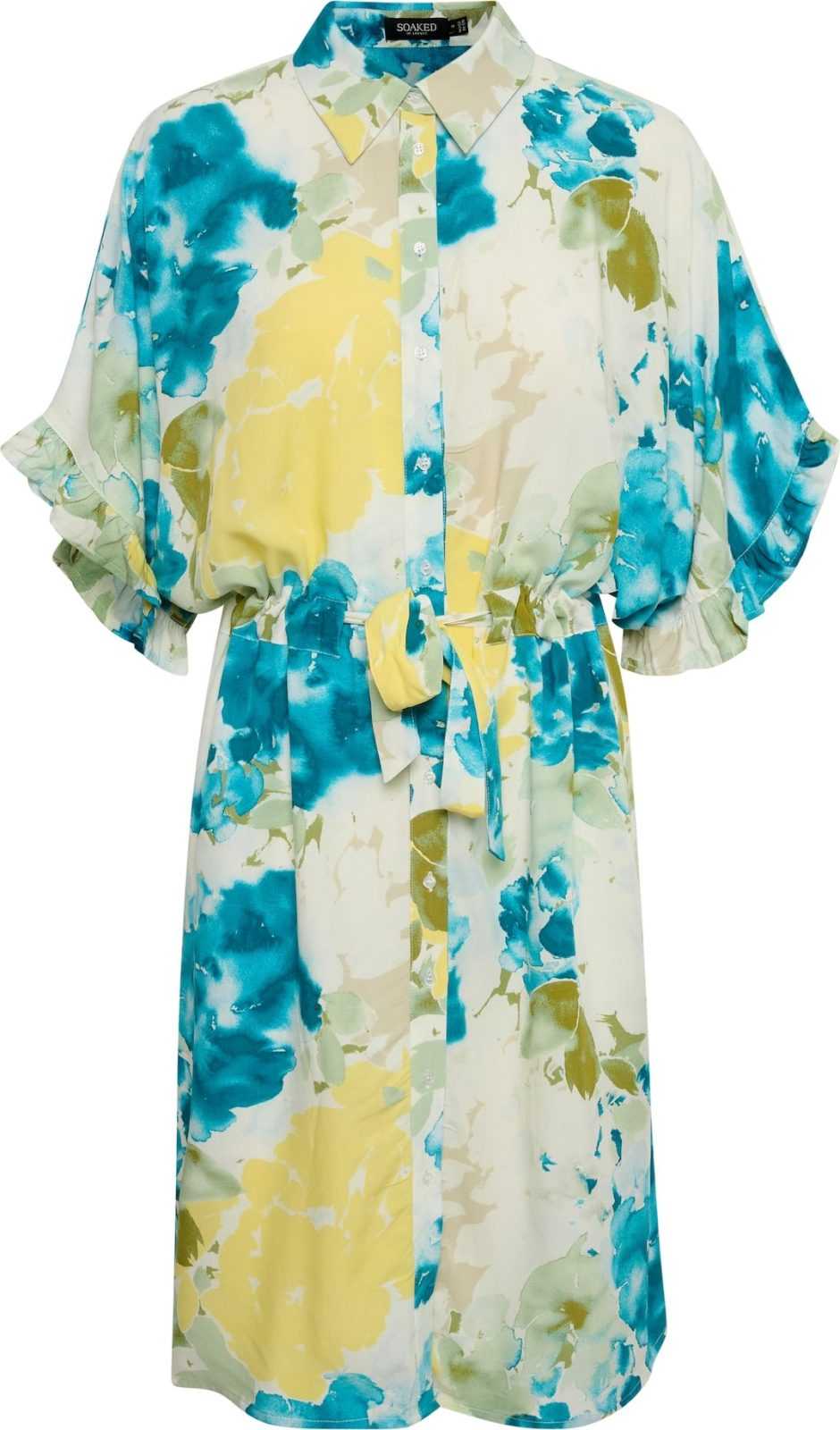 SOAKED IN LUXURY Košilové šaty 'Saphira' tyrkysová / světle žlutá / pastelově zelená