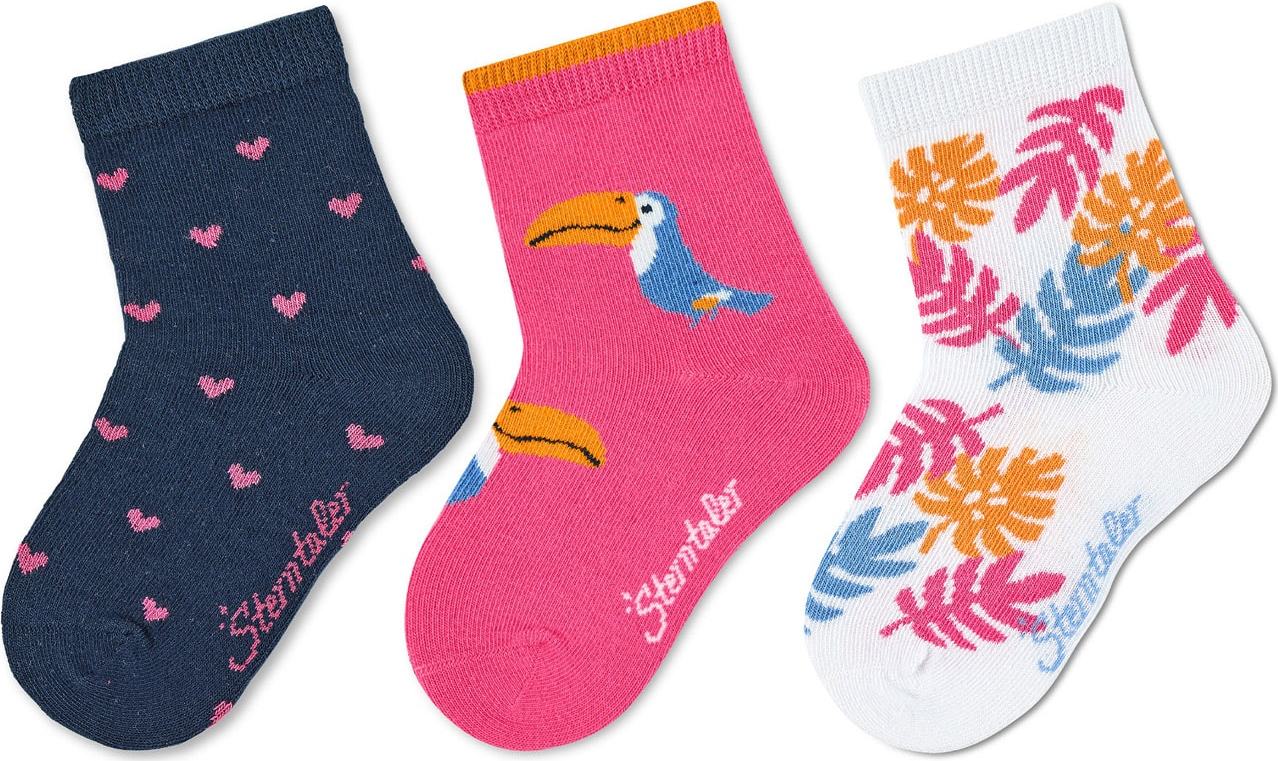 STERNTALER Ponožky marine modrá / oranžová / pink / bílá