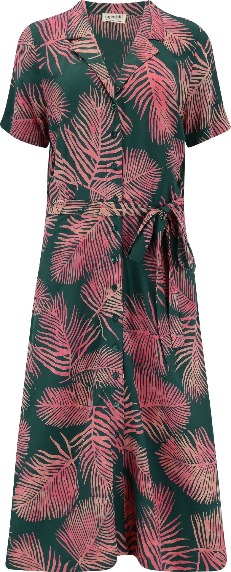 Sugarhill Brighton Košilové šaty 'Kendra' tmavě zelená / světle růžová