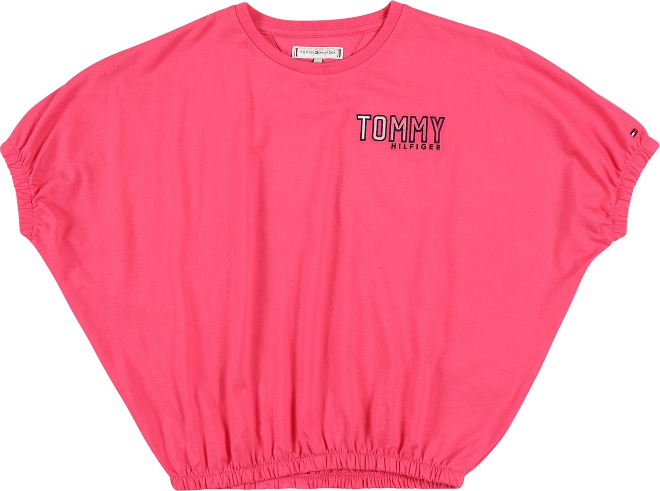 TOMMY HILFIGER Tričko pink / černá / bílá