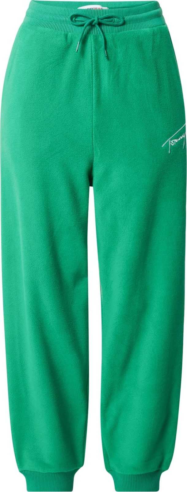 Tommy Jeans Kalhoty zelená / bílá