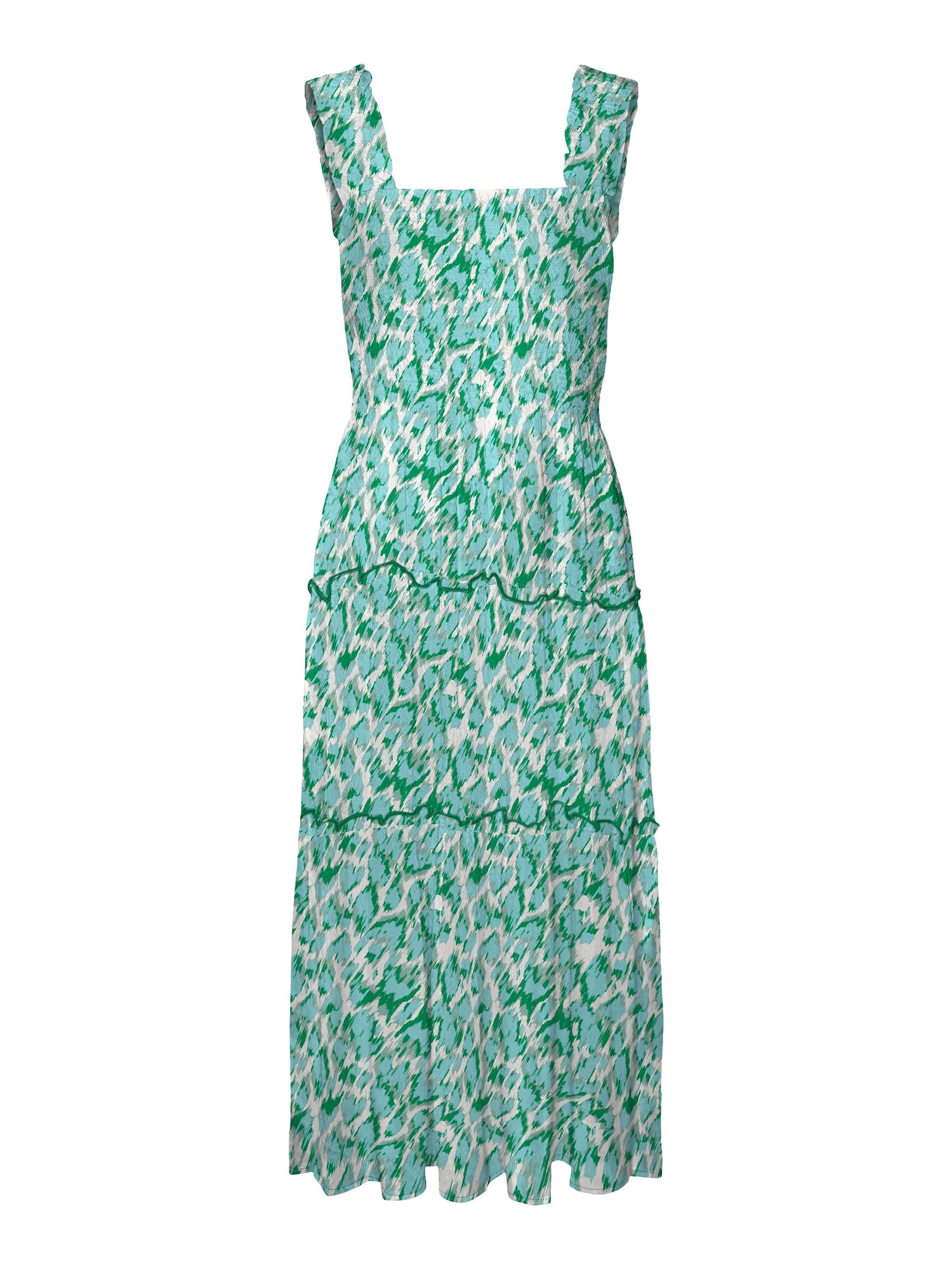 VERO MODA Šaty 'MENNY' aqua modrá / kouřově šedá / trávově zelená / bílá