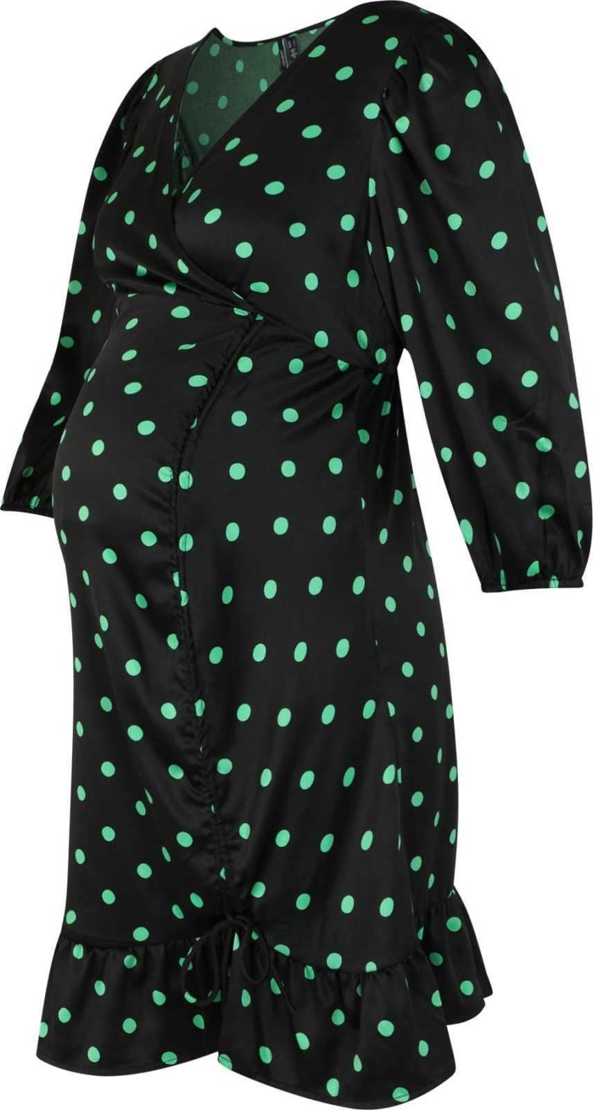 Vero Moda Maternity Šaty 'MESSI' světle zelená / černá