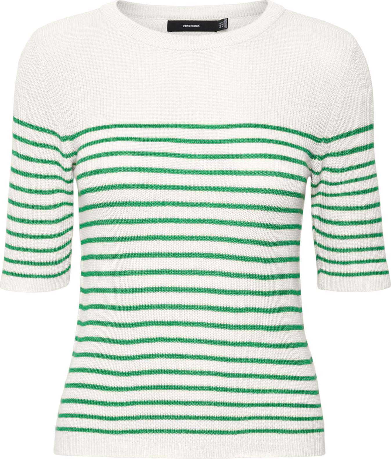 VERO MODA Svetr 'NEWLEXSUN' zelená / bílá
