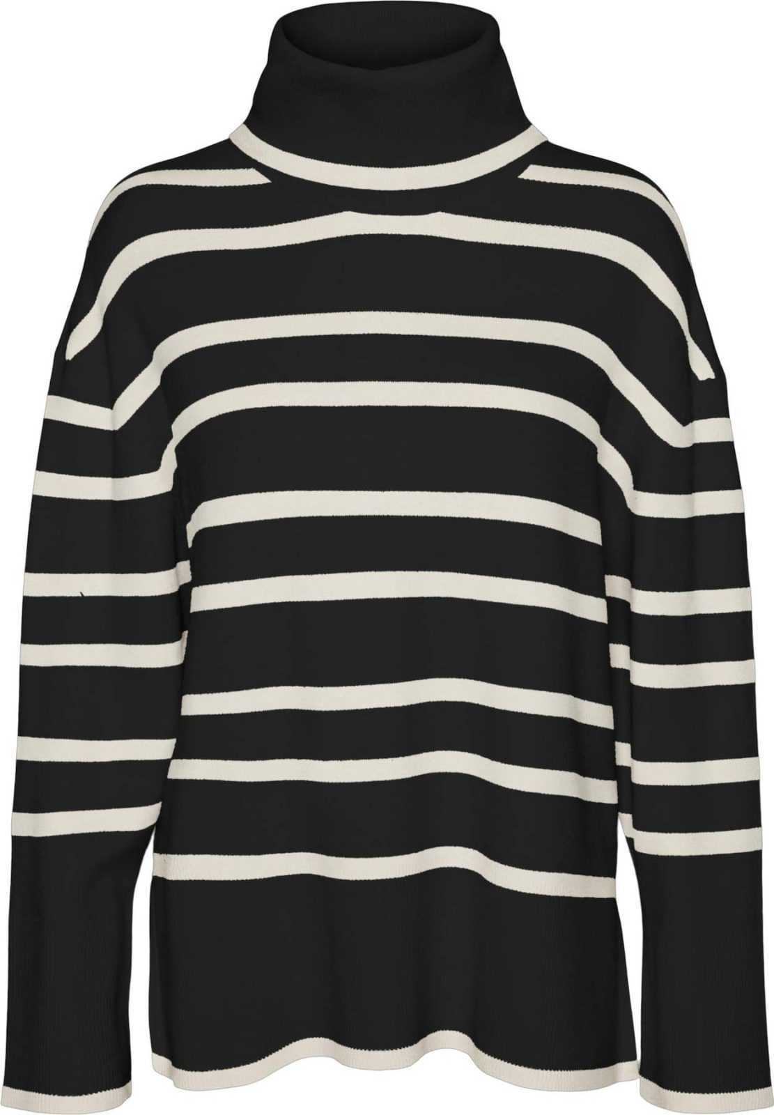 VERO MODA Svetr 'Saba' černá / bílá