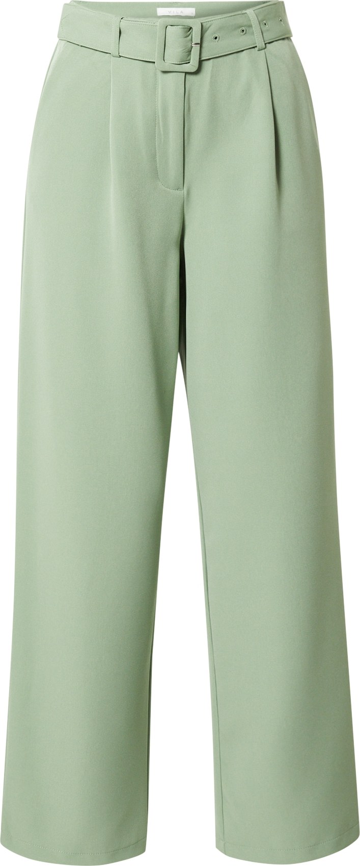 VILA Kalhoty se sklady v pase pastelově zelená