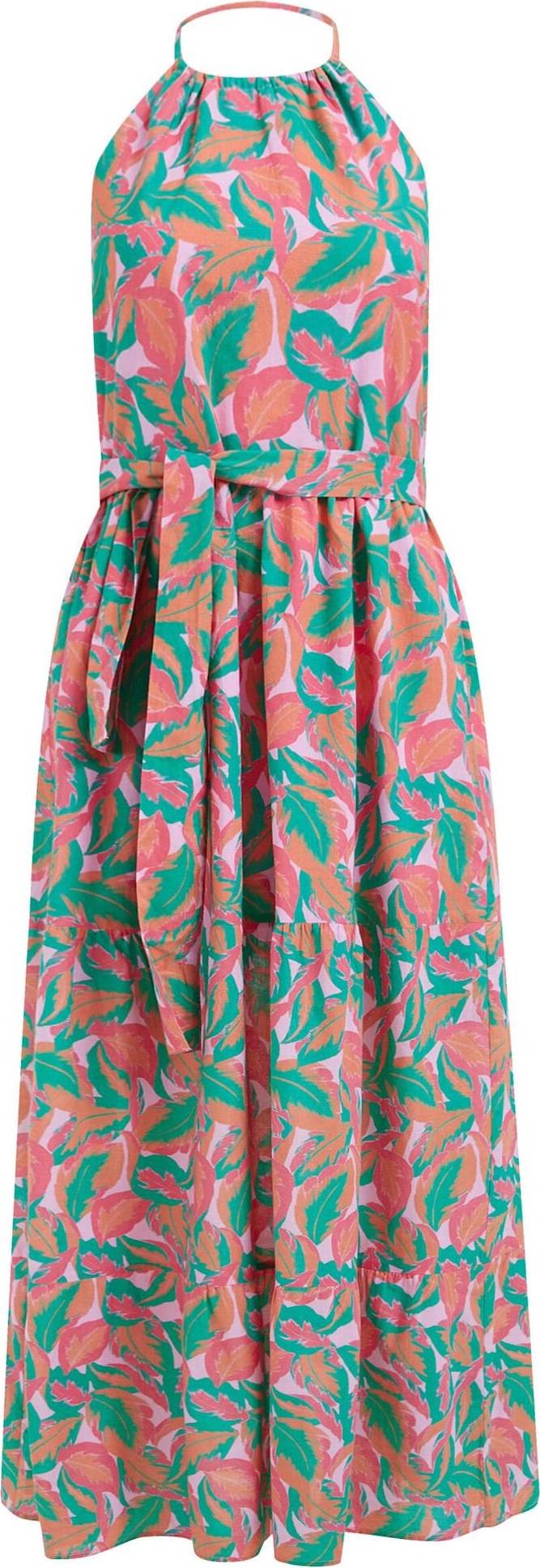 WE Fashion Letní šaty smaragdová / broskvová / pink / světle růžová