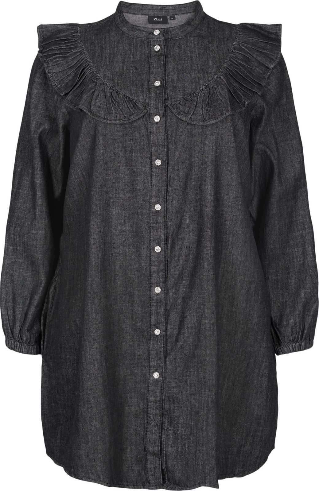 Zizzi Košilové šaty 'KAROLINE' černý melír