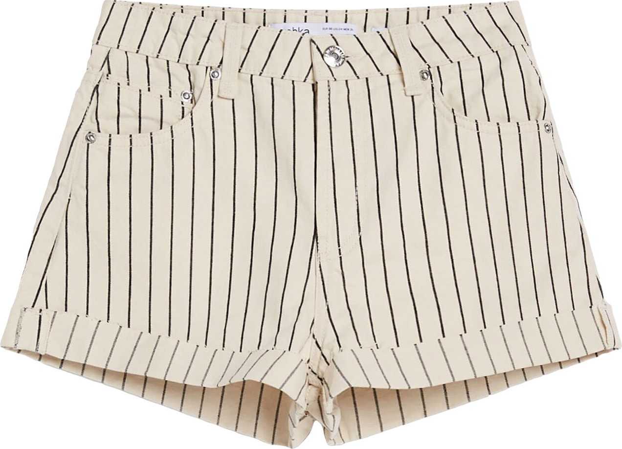 Bershka Kalhoty režná / černá