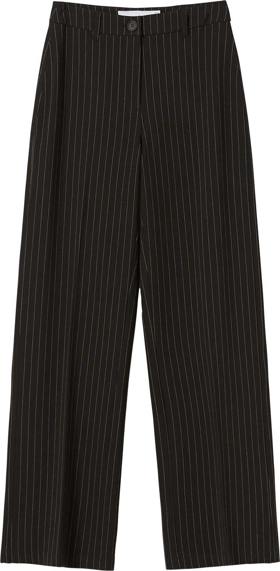 Bershka Kalhoty s puky černá / bílá