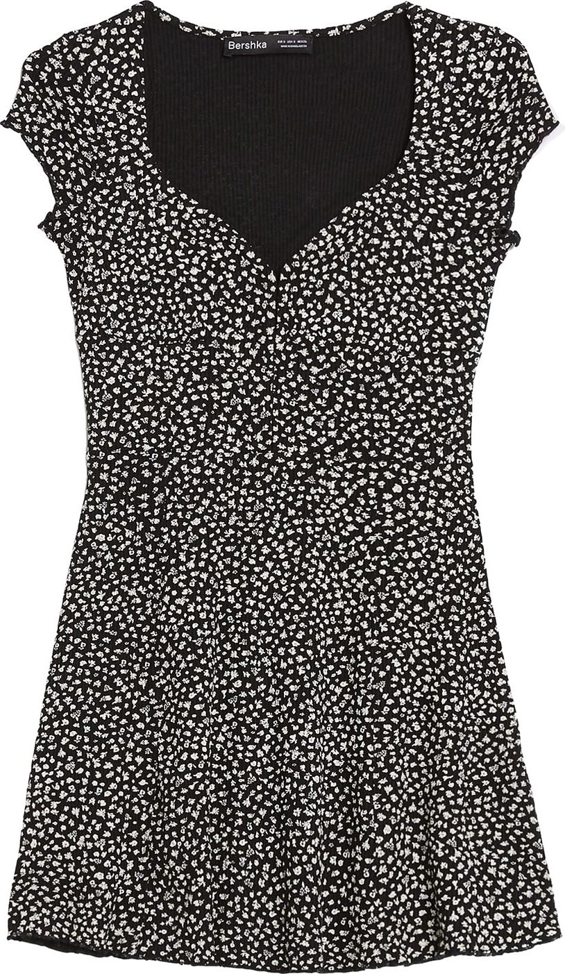 Bershka Letní šaty černá / bílá