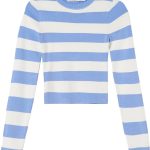 Bershka Svetr nebeská modř / bílá