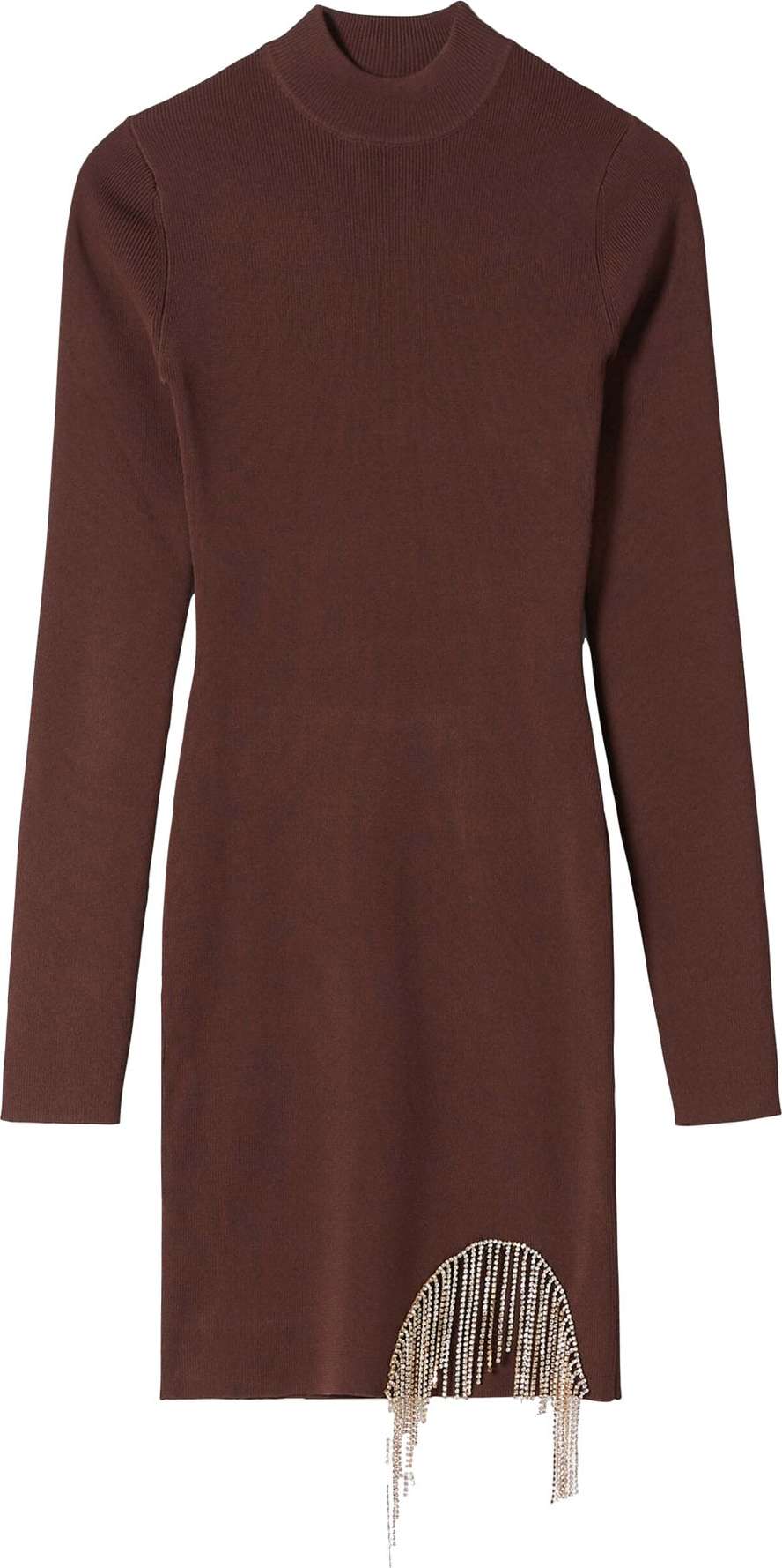 Bershka Úpletové šaty čokoládová