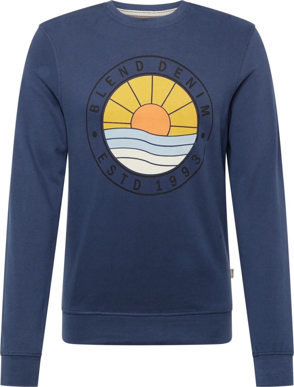 BLEND Mikina marine modrá / žlutá / černá / bílá