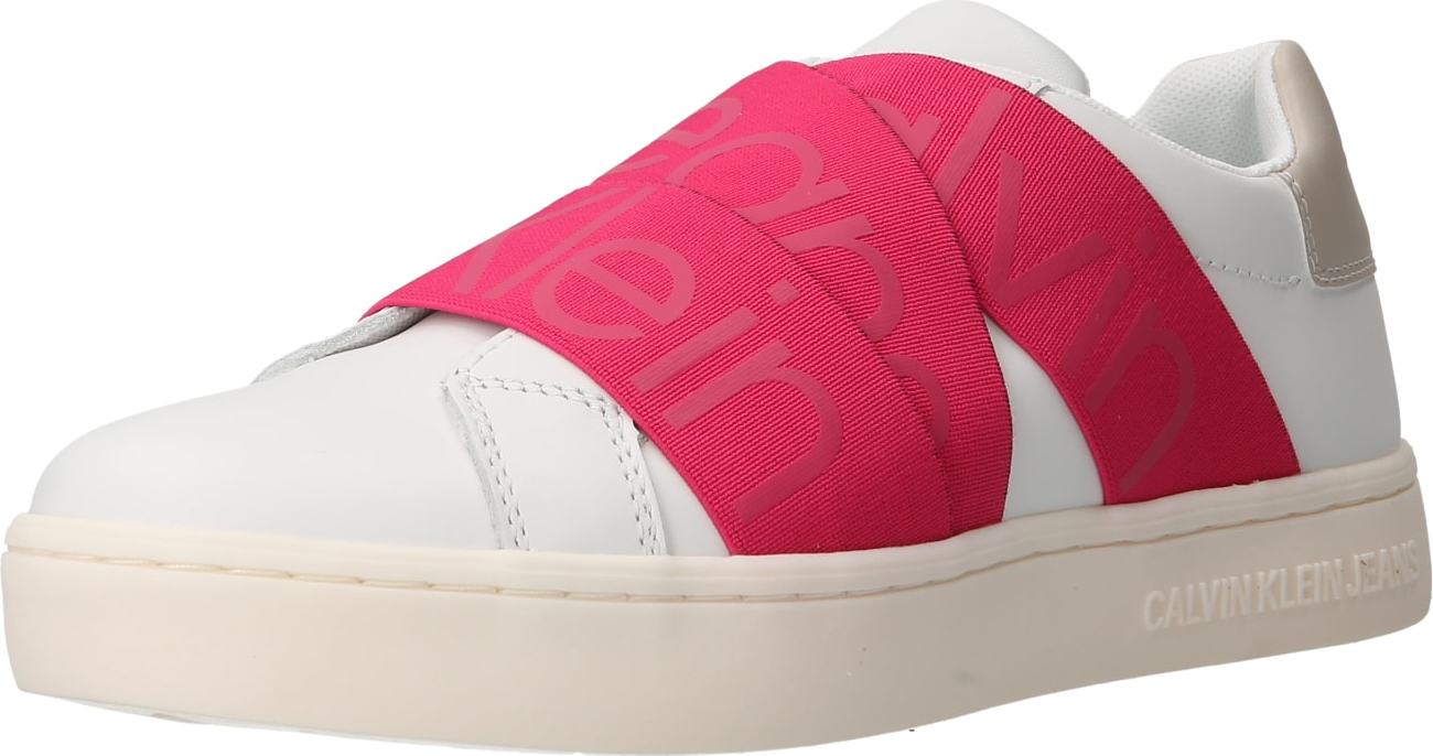 Calvin Klein Jeans Slip on boty šedobéžová / fuchsiová / bílá