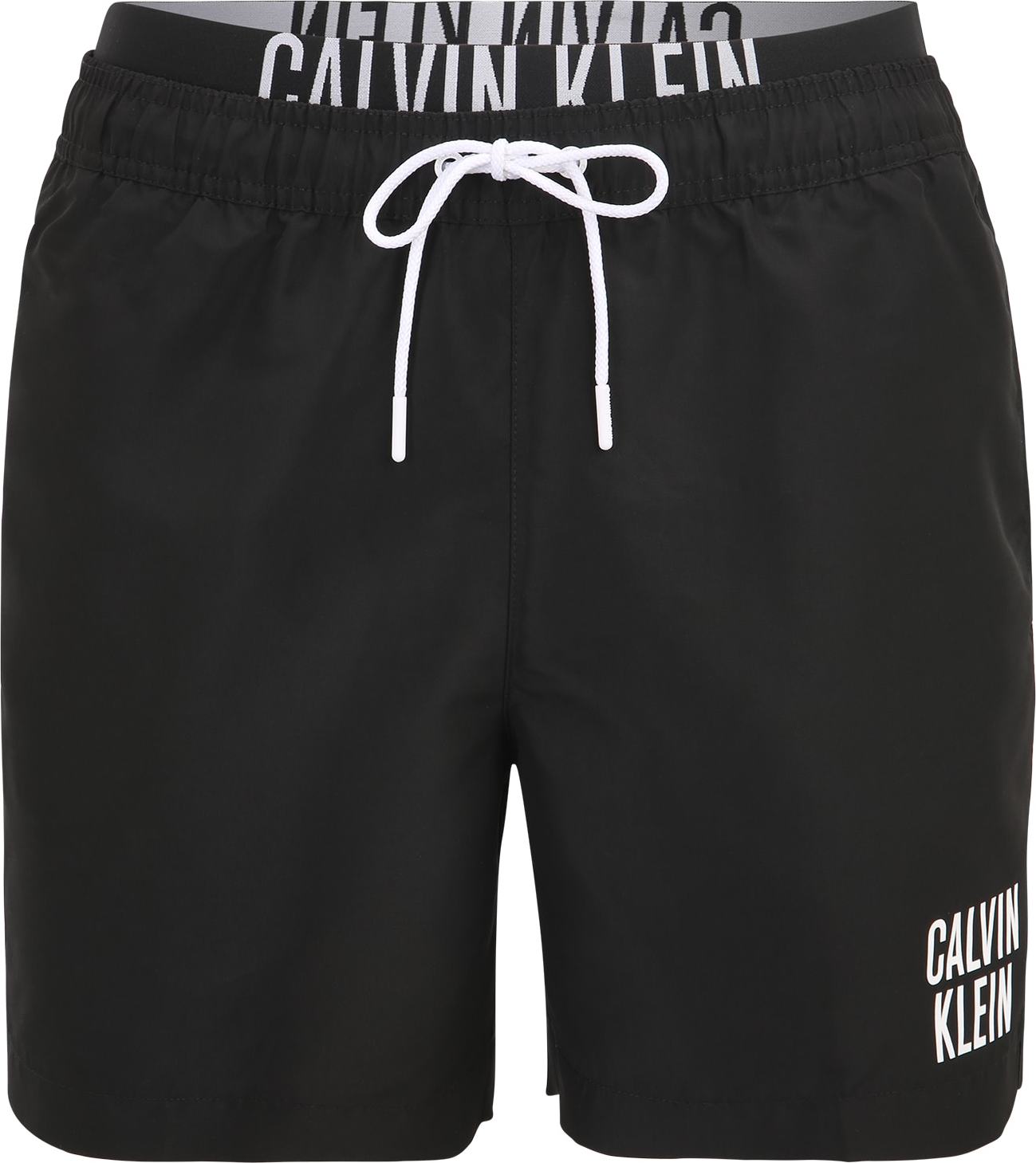 Calvin Klein Swimwear Plavecké šortky černá / bílá