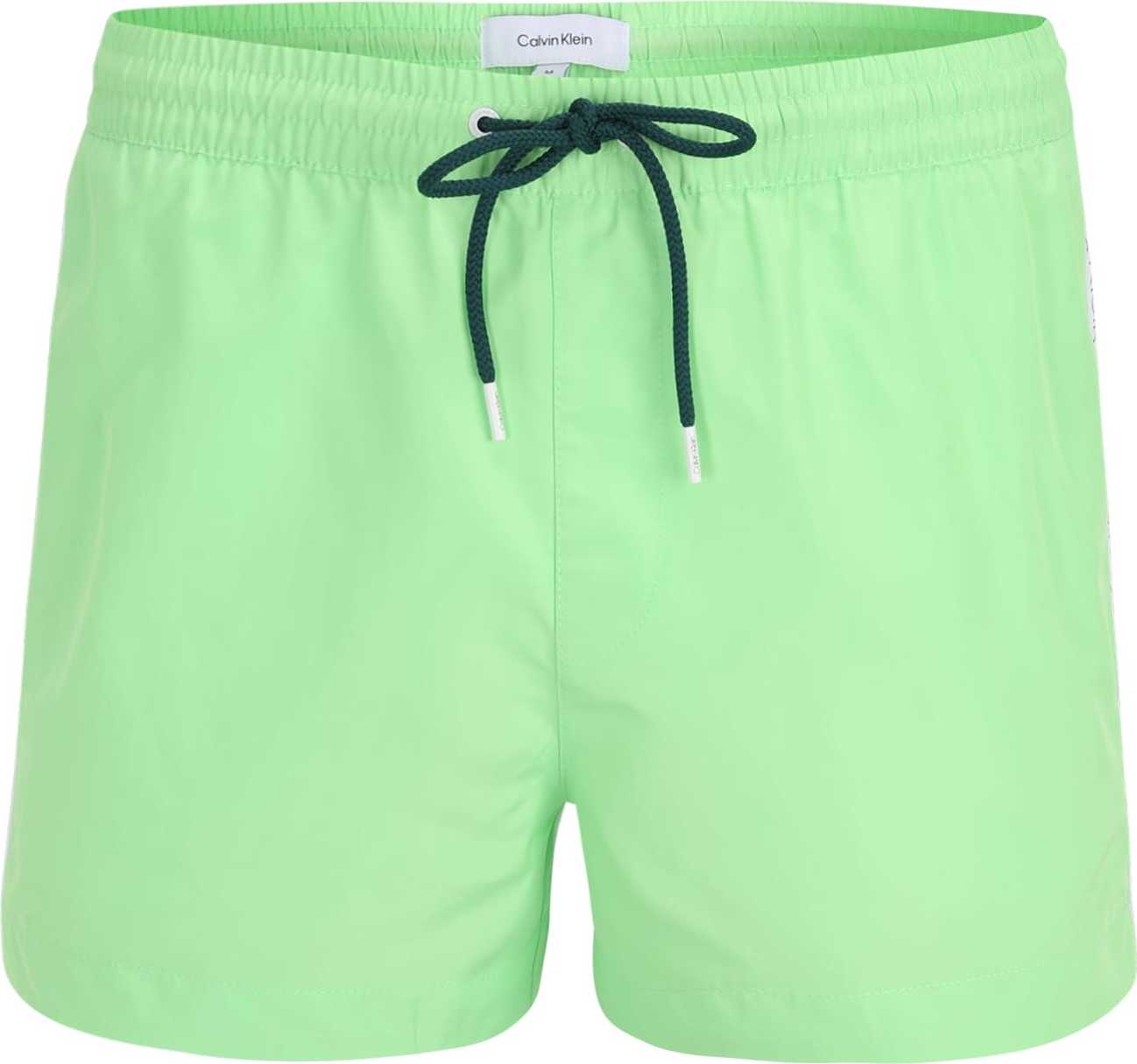 Calvin Klein Swimwear Plavecké šortky petrolejová / pastelově zelená / bílá