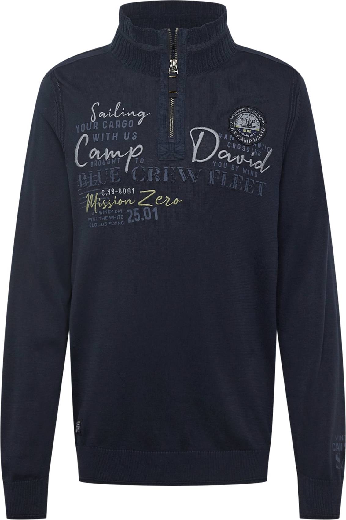 CAMP DAVID Svetr námořnická modř / tmavě modrá / hořčicová / offwhite