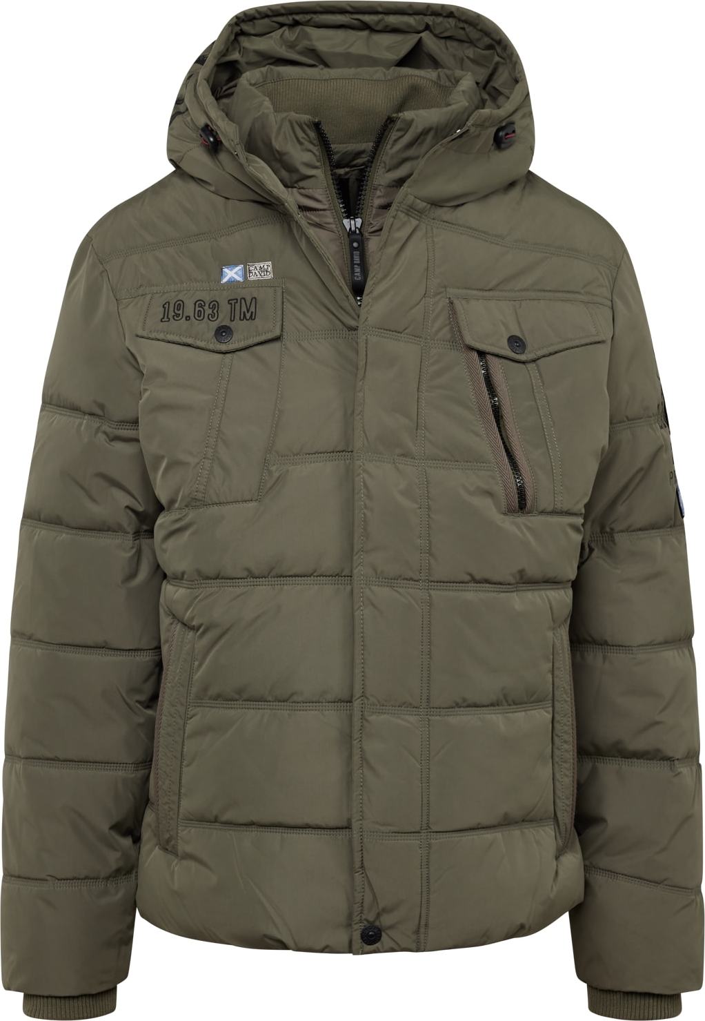 CAMP DAVID Zimní bunda khaki / černá / bílá