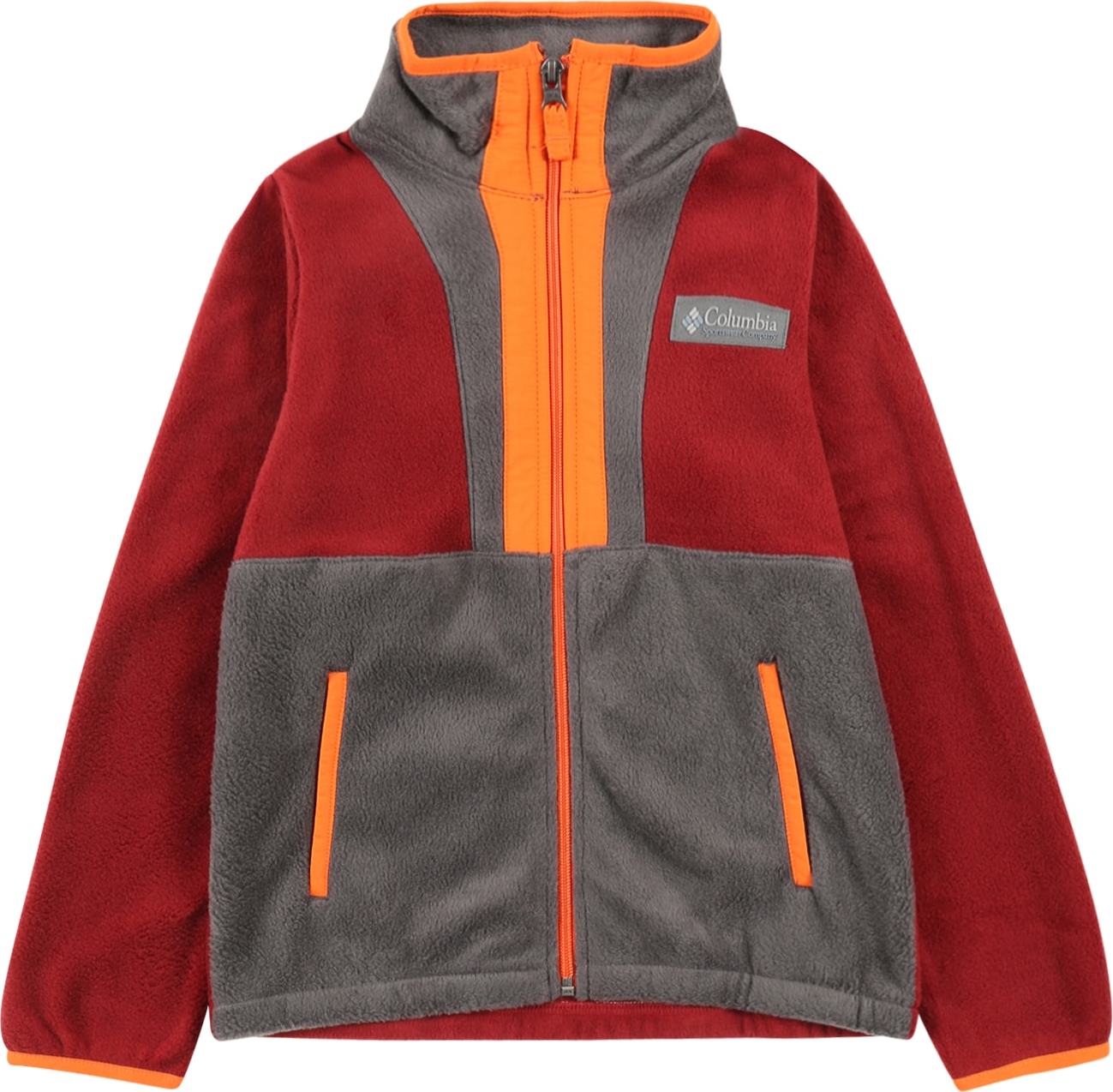 COLUMBIA Funkční flísová bunda tmavě šedá / oranžová / tmavě červená