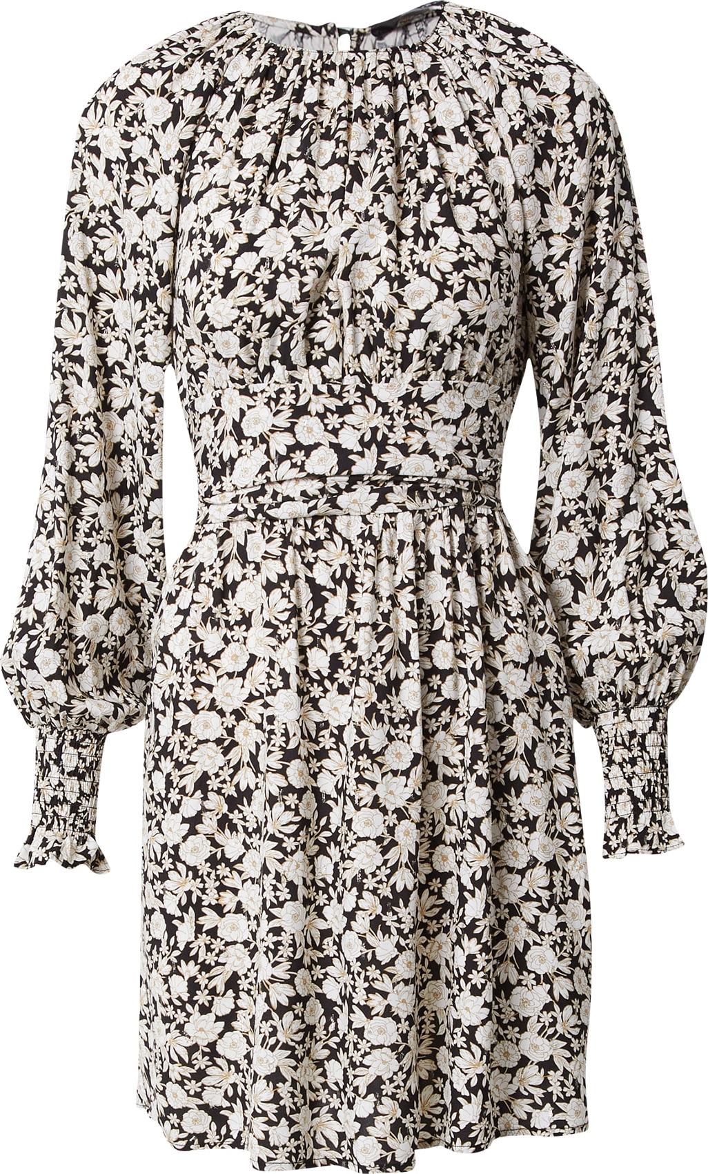 Dorothy Perkins Šaty 'Mono Ditsy' pastelově žlutá / černá / bílá