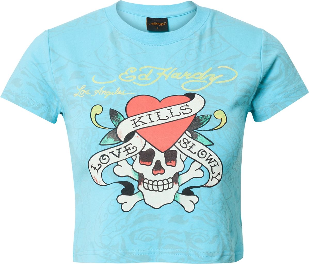 Ed Hardy Tričko aqua modrá / režná / melounová / bílá