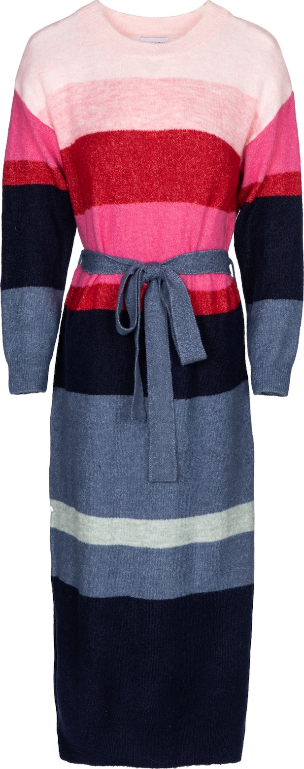 FRNCH PARIS Úpletové šaty 'Kaissy' kobaltová modř / modrá džínovina / růžová / růžový melír
