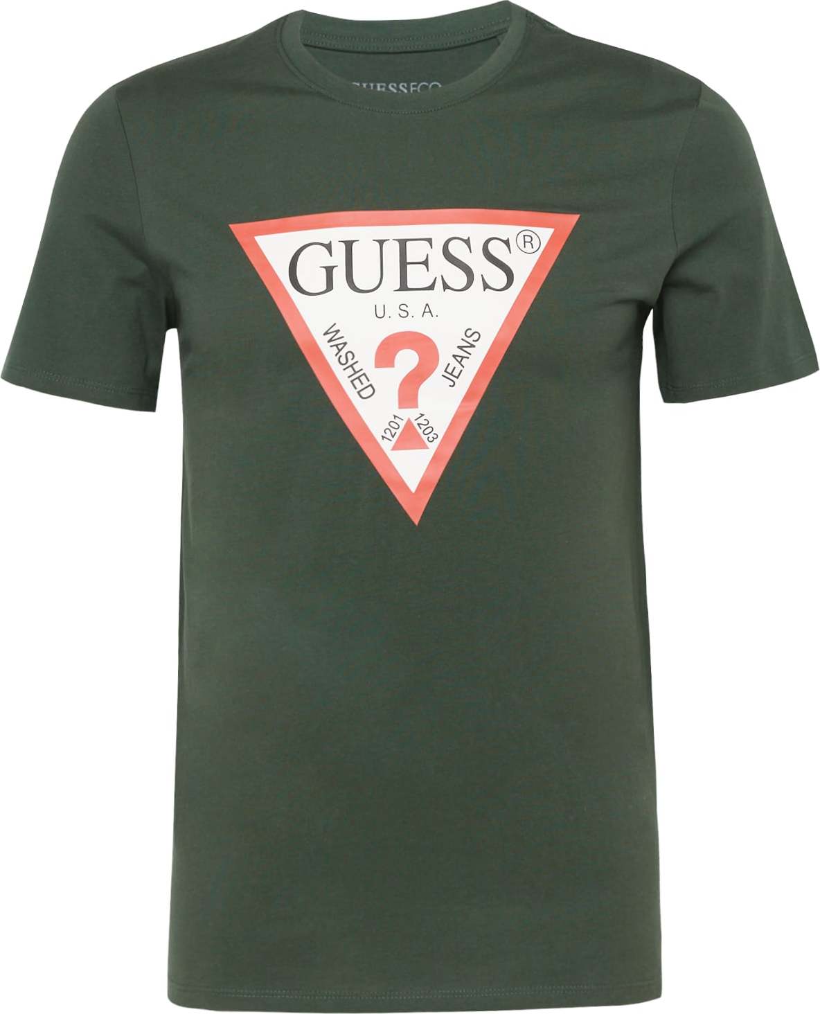 GUESS Tričko tmavě zelená / oranžově červená / černá / bílá