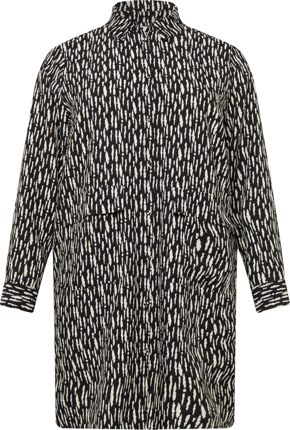 Guido Maria Kretschmer Curvy Collection Košilové šaty 'Ayla' černá / bílá