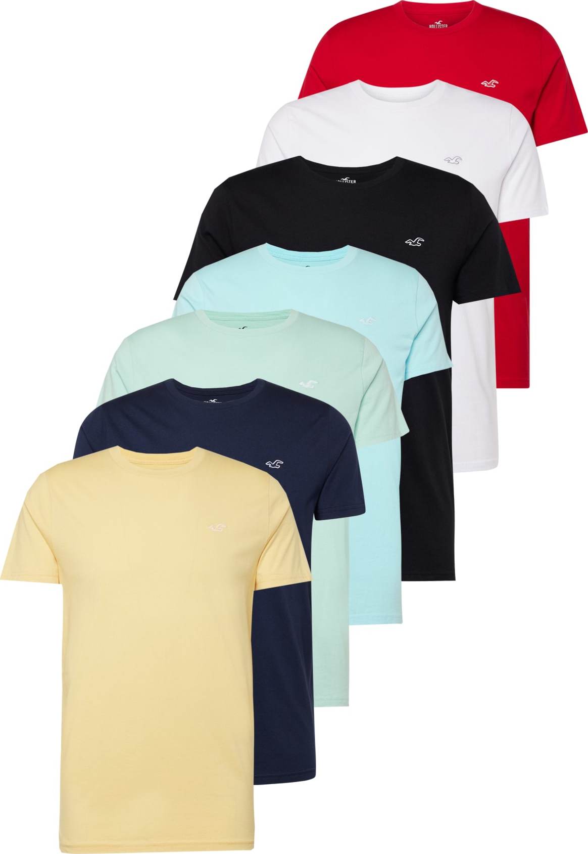 HOLLISTER Tričko námořnická modř / pastelově žlutá / červená / bílá