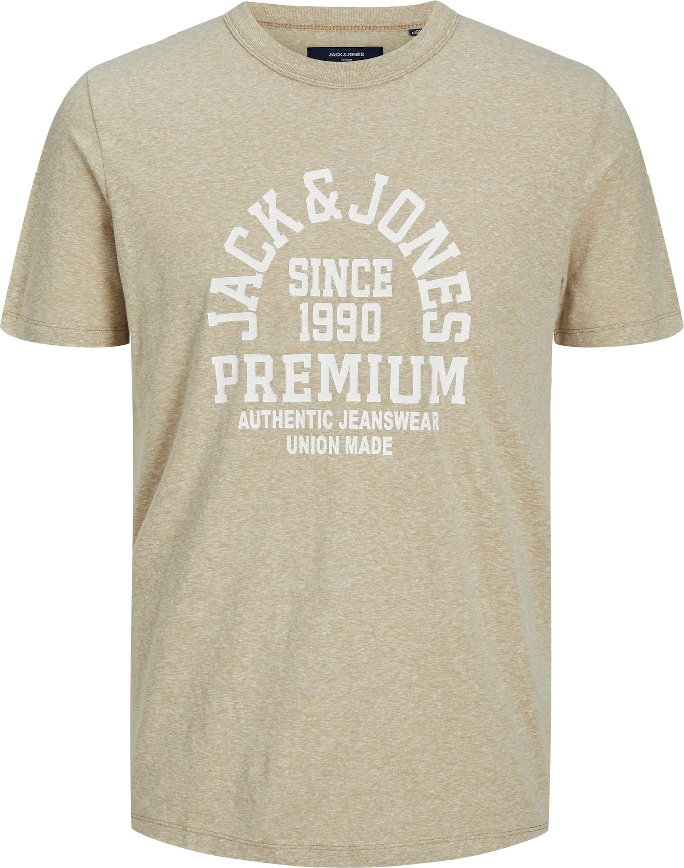 JACK & JONES Tričko béžový melír / bílá