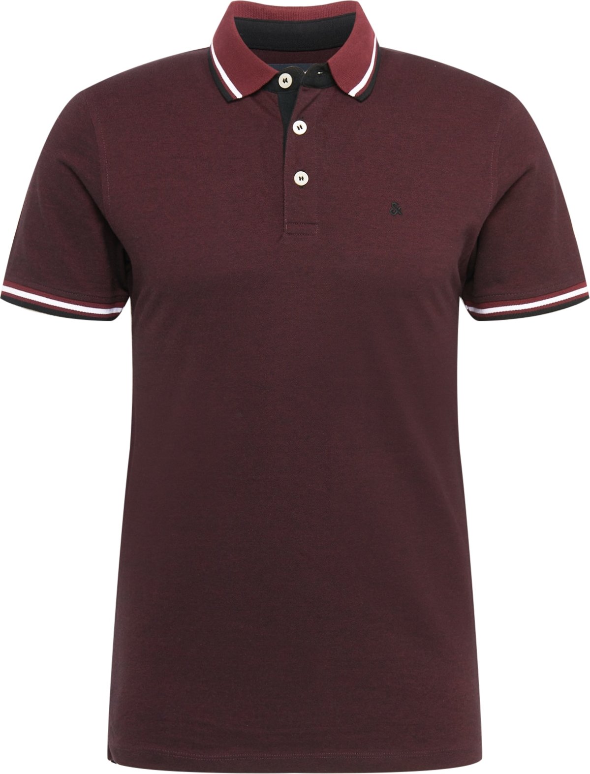 JACK & JONES Tričko 'Paulos' burgundská červeň / karmínově červené / černá / bílá