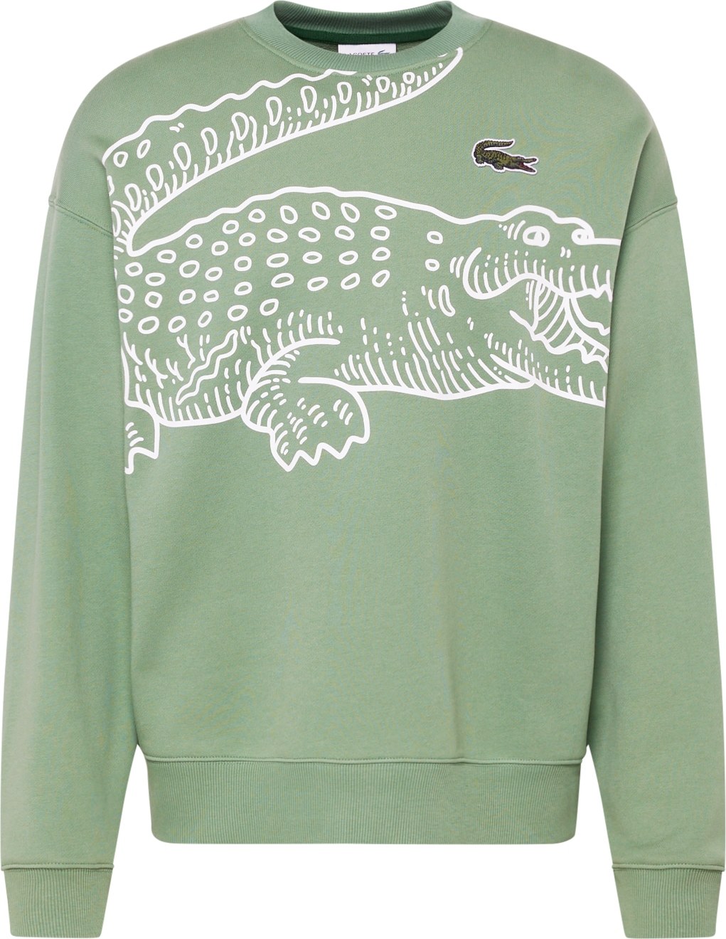 LACOSTE Mikina světle zelená / bílá
