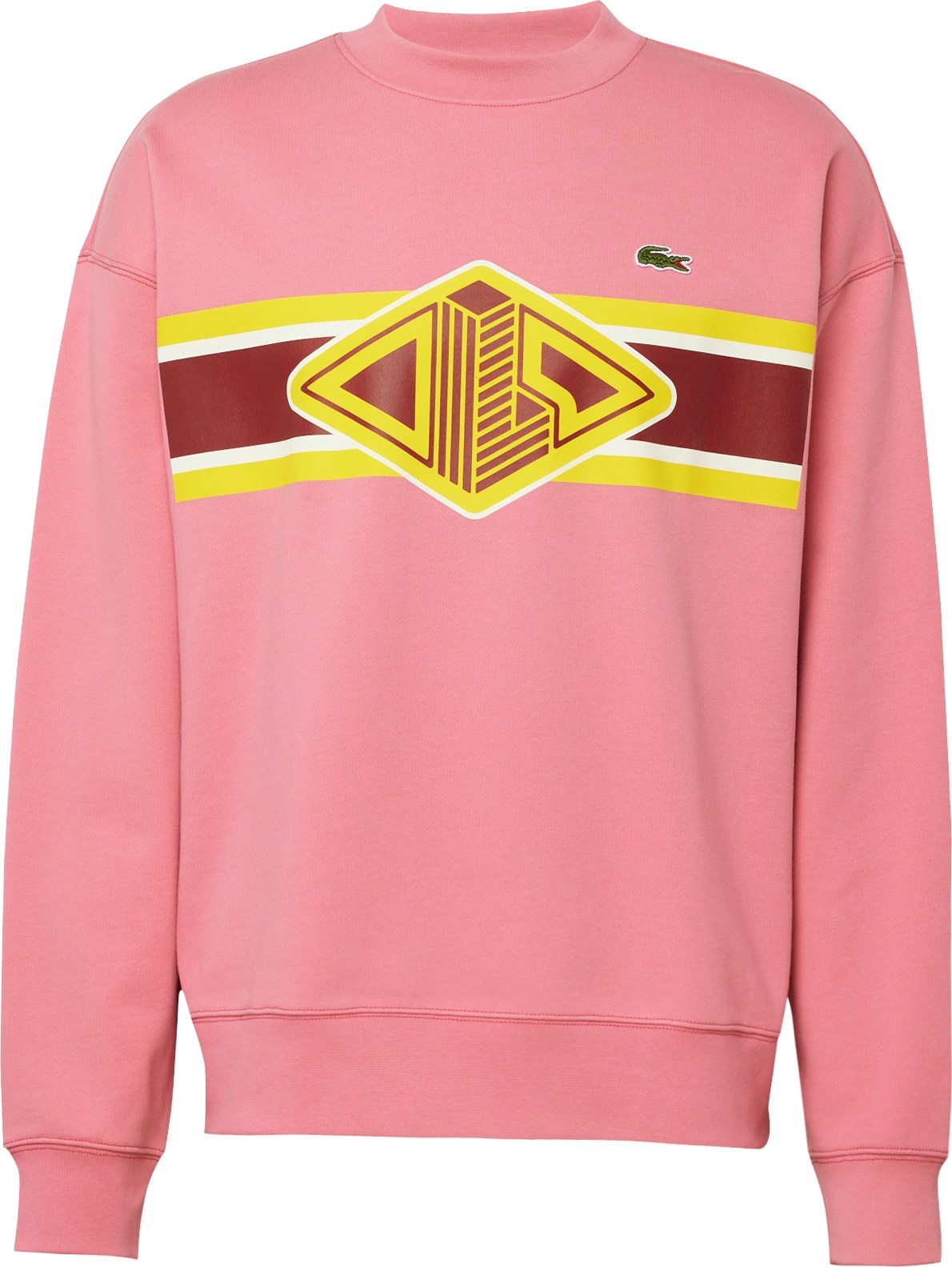 LACOSTE Mikina žlutá / světle růžová / merlot / bílá