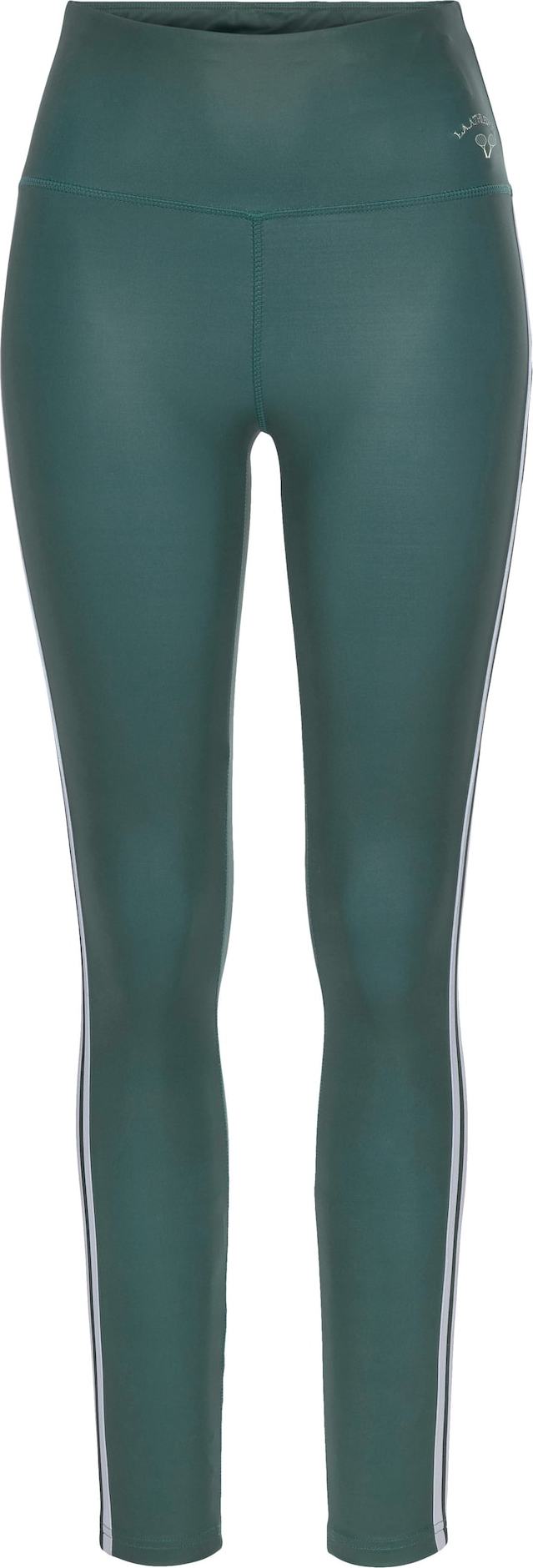 LASCANA ACTIVE Sportovní kalhoty tmavě zelená / bílá
