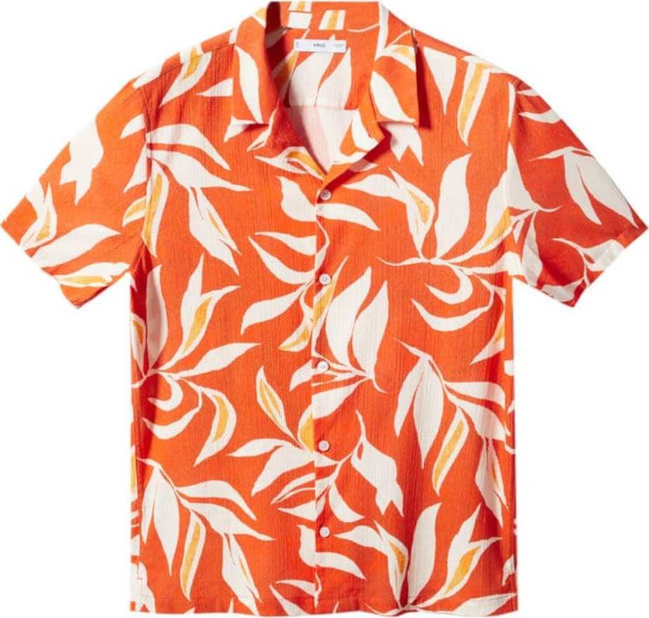 MANGO MAN Tričko 'Pau' oranžová / bílá
