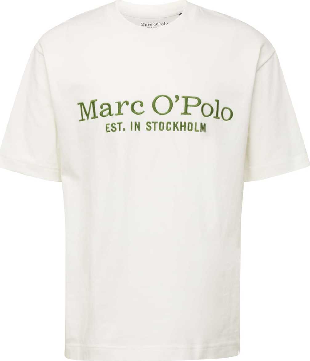 Marc O'Polo Tričko zelená / bílá