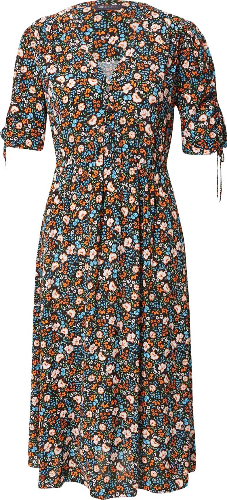 Marks & Spencer Šaty 'Tea' béžová / nefritová / oranžová / černá