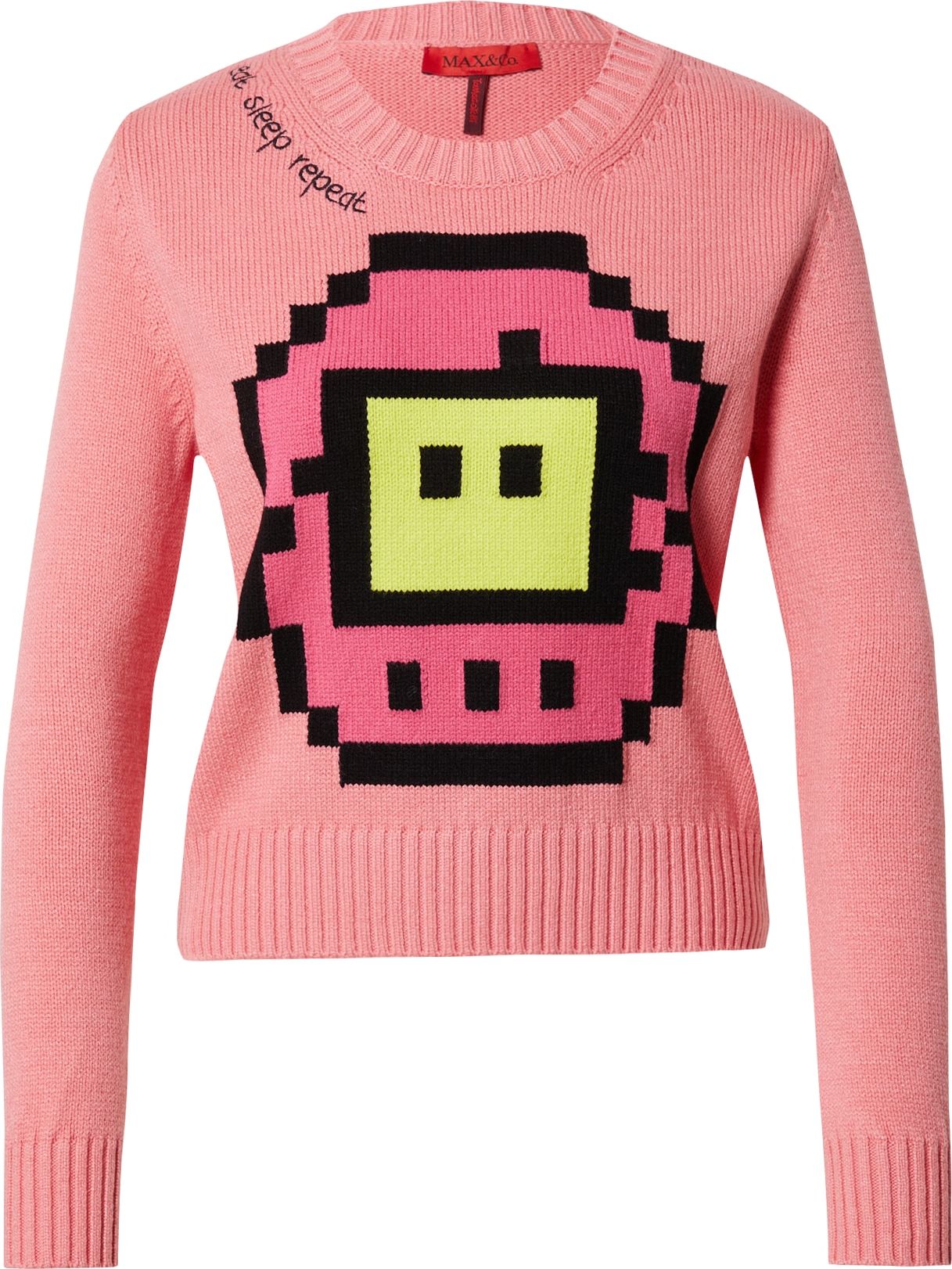 MAX&Co. Svetr 'TAMATAMA' žlutá / pink / růžová / černá