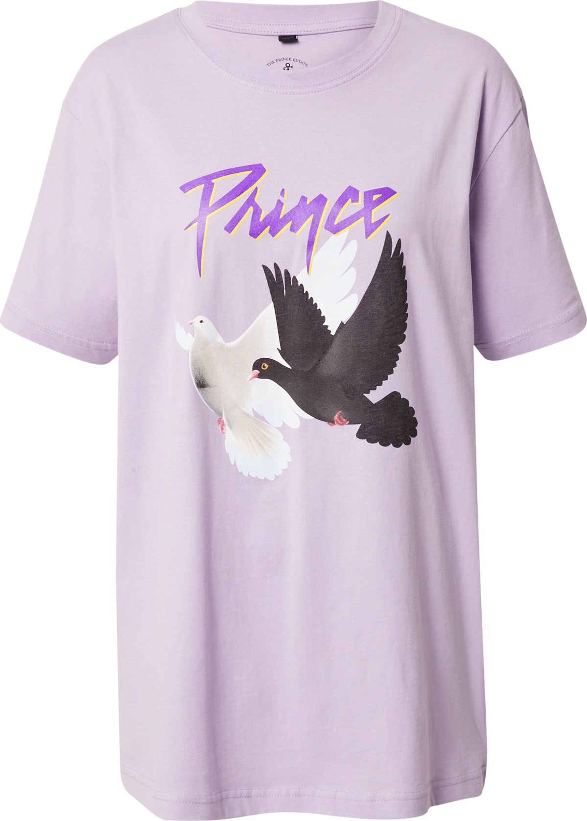 Merchcode Oversized tričko 'Prince Dove' fialová / světle fialová / černá / bílá