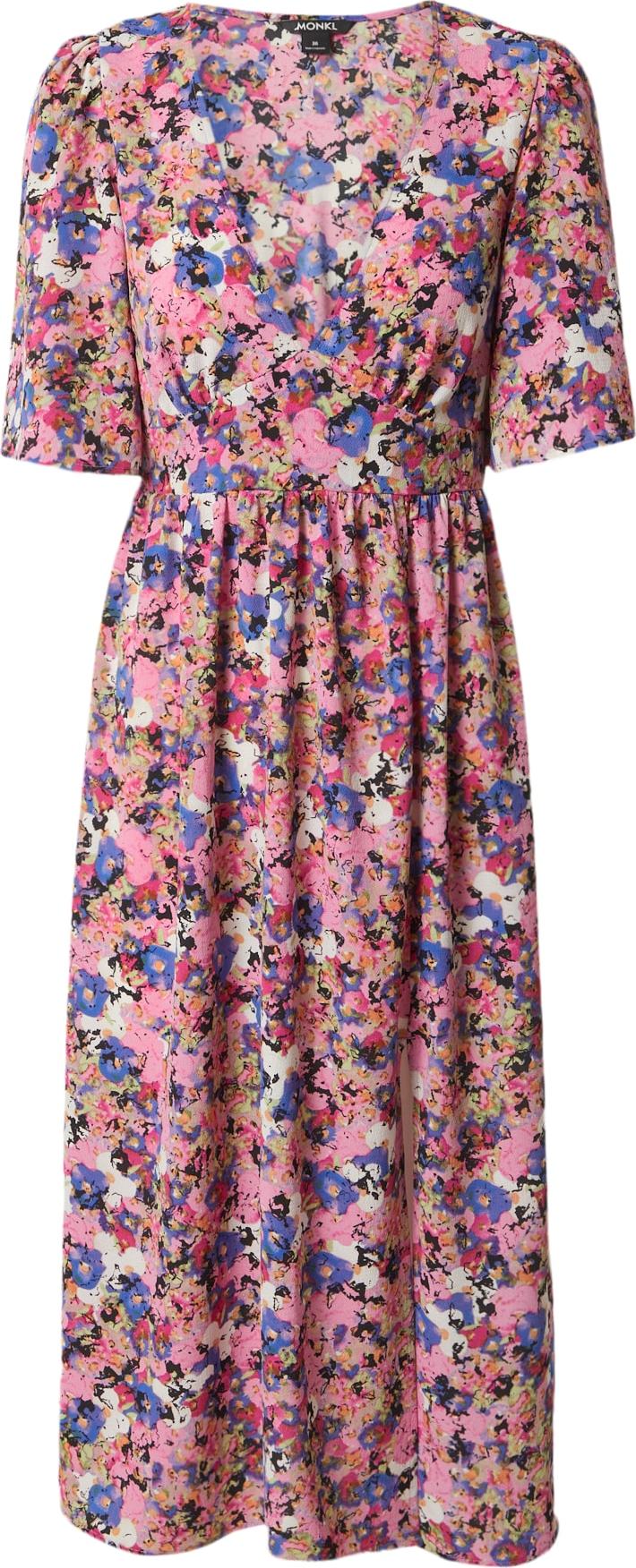 Monki Letní šaty 'Noor' modrá / pink / černá / bílá