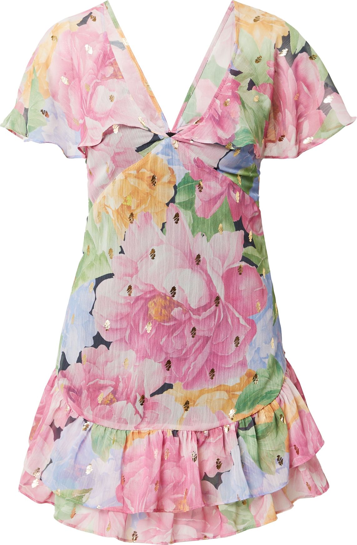 Nasty Gal Letní šaty světlemodrá / zlatá / zelená / pink