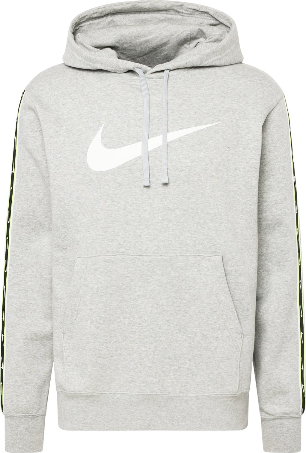 Nike Sportswear Mikina 'Repeat' šedý melír / svítivě zelená / černá / bílá