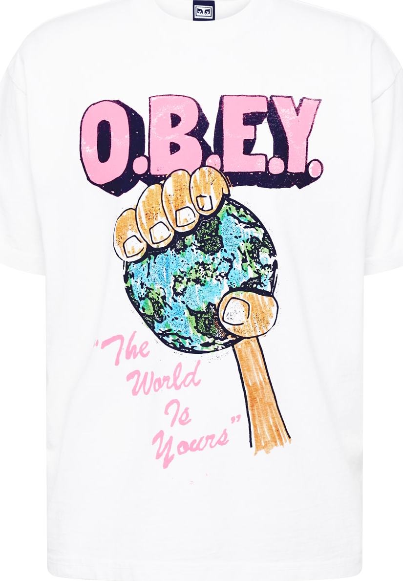 Obey Tričko světlemodrá / hořčicová / světle růžová / bílá