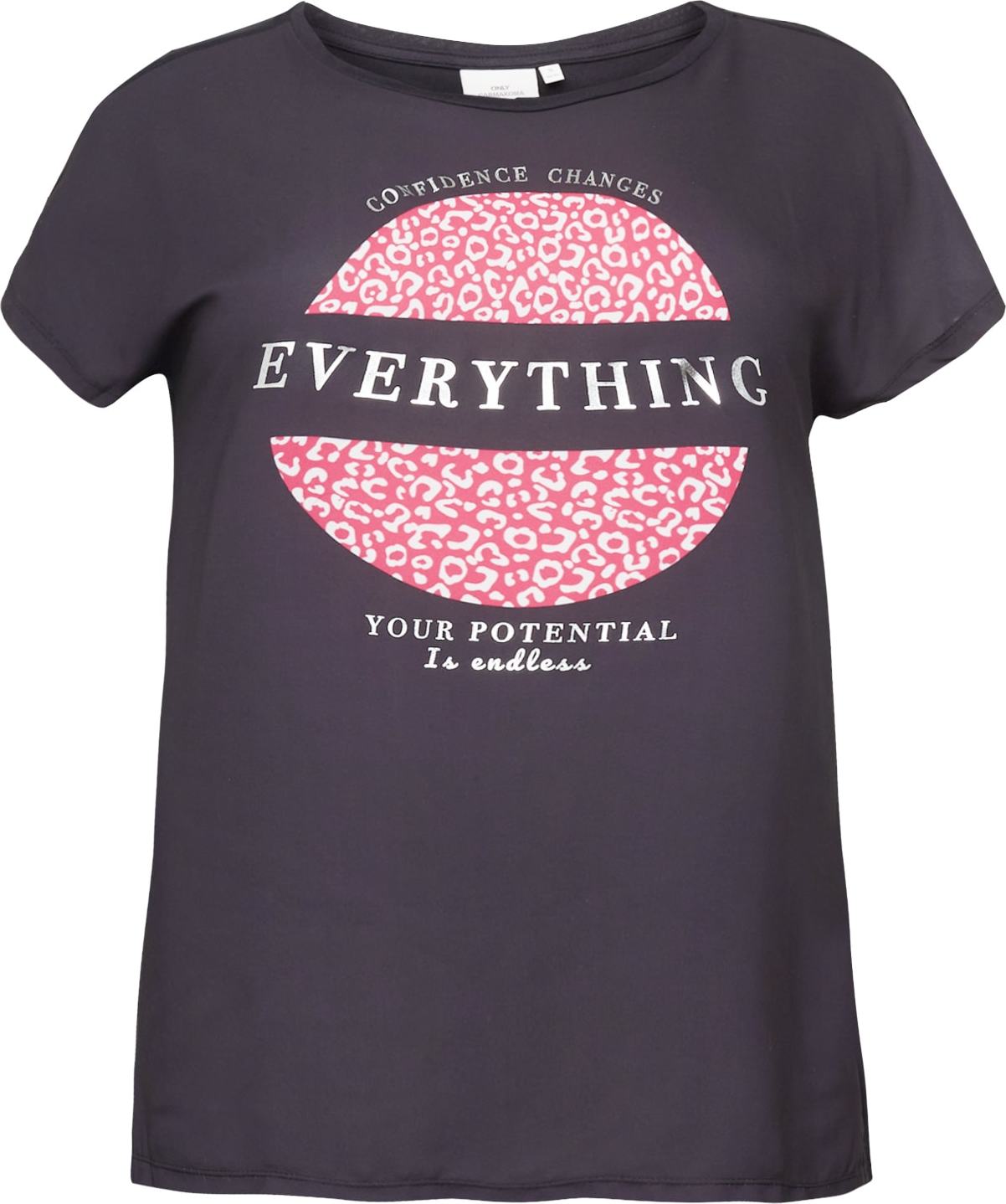 ONLY Carmakoma Tričko 'KETTY' pink / černá / přírodní bílá
